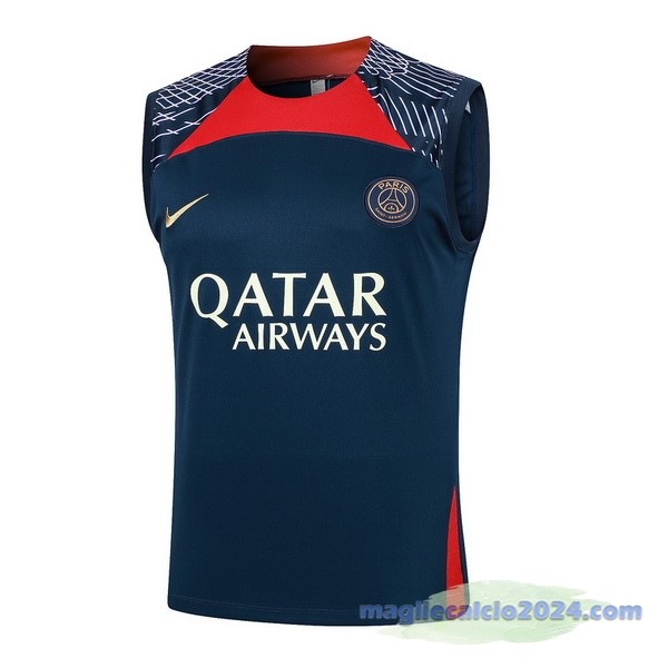 Entrenamiento Senza Maniche Paris Saint Germain 2023 2024 Blu Rosso Purpureo Poco Prezzo