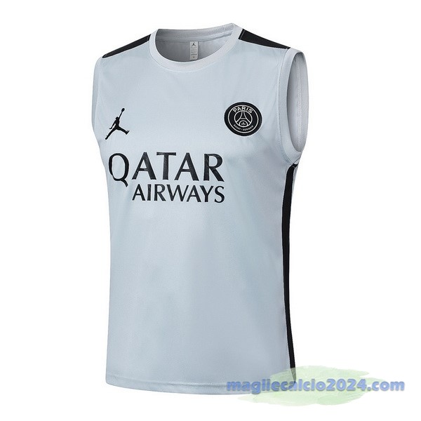 Entrenamiento Senza Maniche Paris Saint Germain 2023 2024 Grigio Luce Poco Prezzo