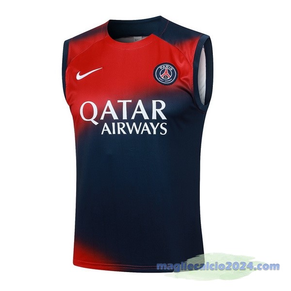 Entrenamiento Senza Maniche Paris Saint Germain 2023 2024 Rosso Blu Poco Prezzo