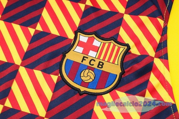 Entrenamiento Senza Maniche Set Completo Barcelona 2023 2024 Arancione Blu Poco Prezzo