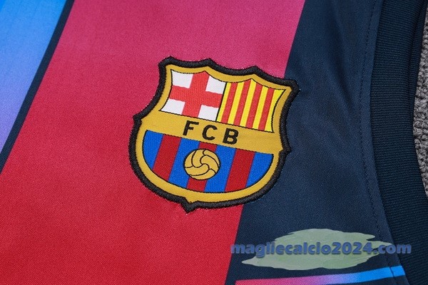Entrenamiento Senza Maniche Set Completo Barcelona 2023 2024 Blu Rosso Poco Prezzo