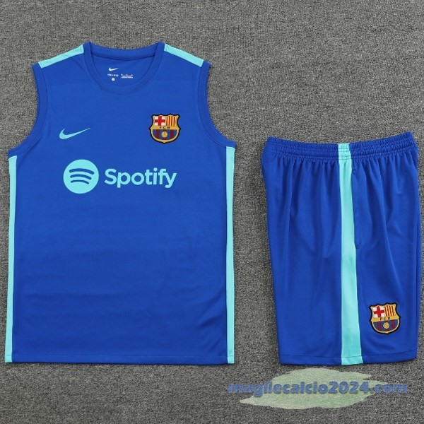 Entrenamiento Senza Maniche Set Completo Barcelona 2023 2024 I Blu Poco Prezzo