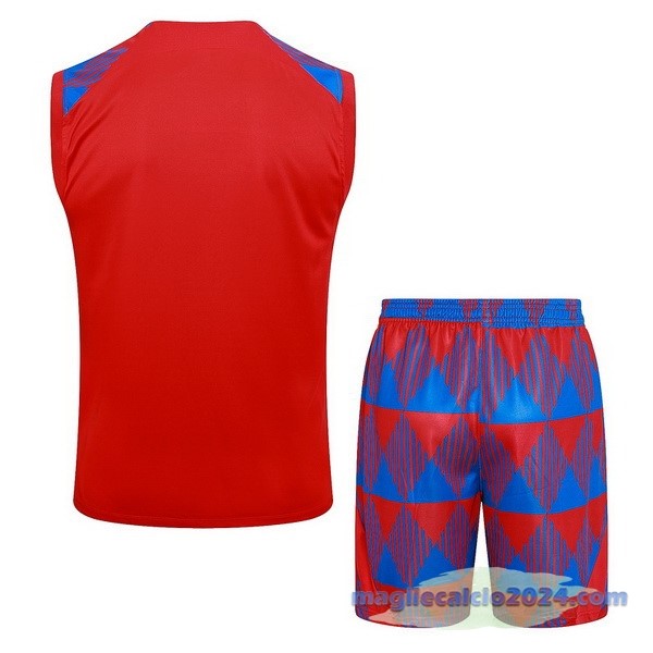 Entrenamiento Senza Maniche Set Completo Barcelona 2023 2024 Rosso Blu Poco Prezzo
