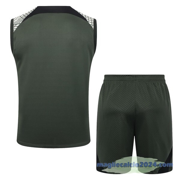 Entrenamiento Senza Maniche Set Completo Barcelona 2023 2024 Verde Poco Prezzo
