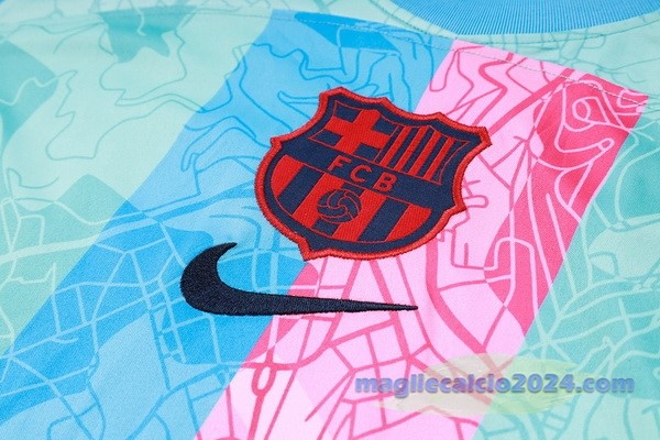 Entrenamiento Senza Maniche Set Completo Barcelona 2023 2024 Verde Rosa Rosso Poco Prezzo