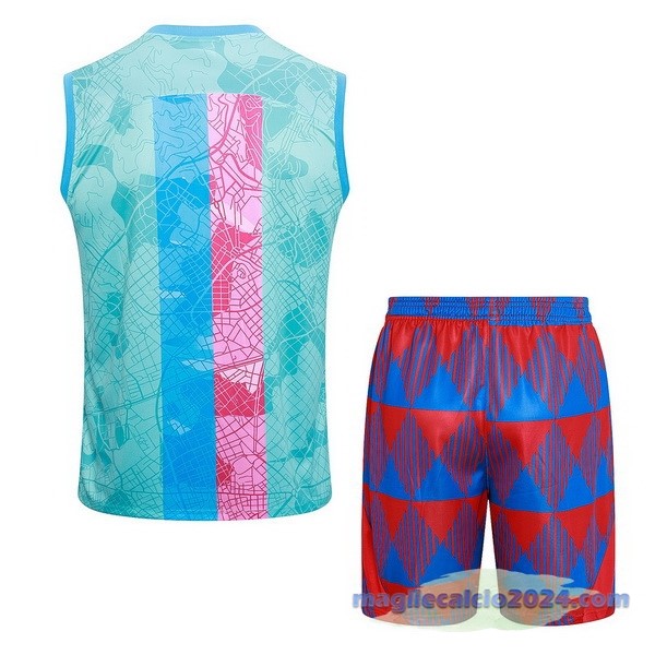 Entrenamiento Senza Maniche Set Completo Barcelona 2023 2024 Verde Rosa Rosso Poco Prezzo