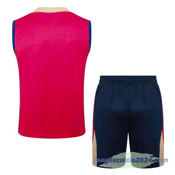 Entrenamiento Senza Maniche Set Completo Barcelona 2024 2025 Rosa Blu Poco Prezzo