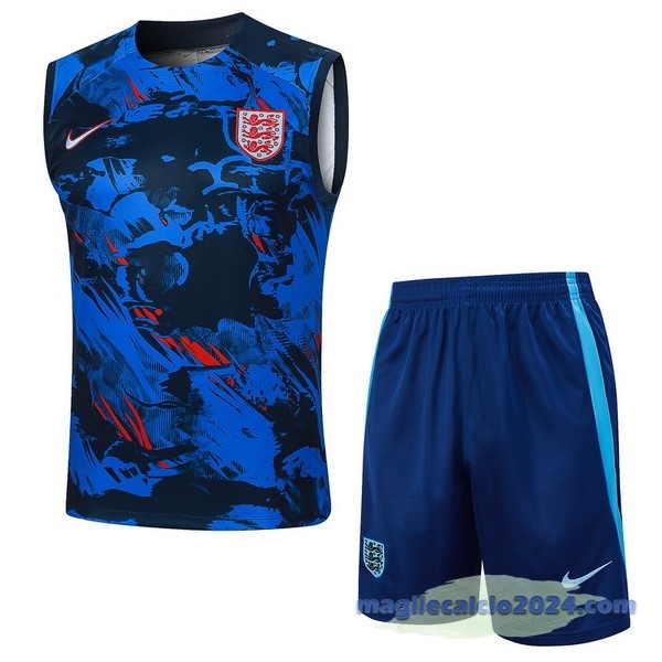 Entrenamiento Senza Maniche Set Completo Inghilterra 2024 Blu Poco Prezzo