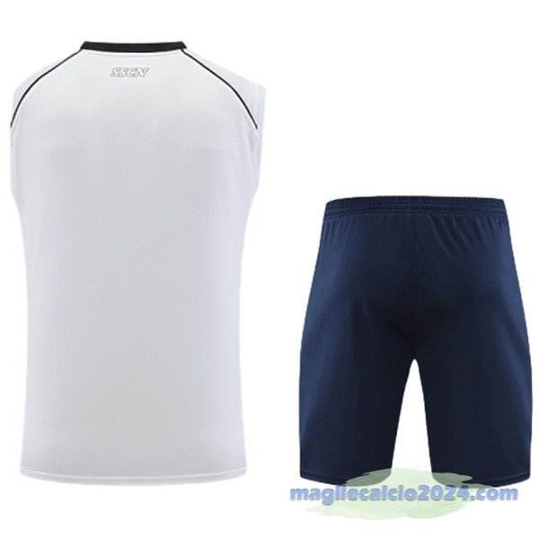 Entrenamiento Senza Maniche Set Completo Napoli 2024 2025 Bianco Blu Poco Prezzo