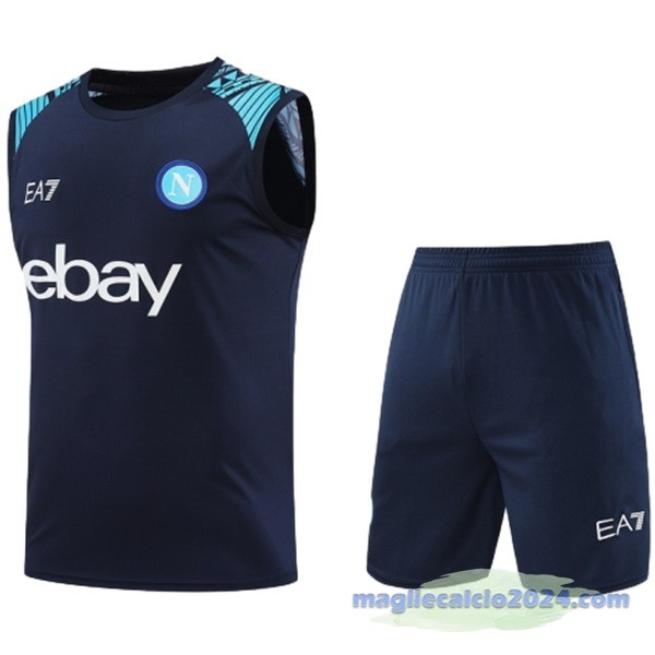Entrenamiento Senza Maniche Set Completo Napoli 2024 2025 Blu Poco Prezzo