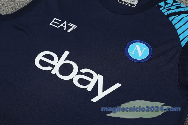 Entrenamiento Senza Maniche Set Completo Napoli 2024 2025 Blu Poco Prezzo