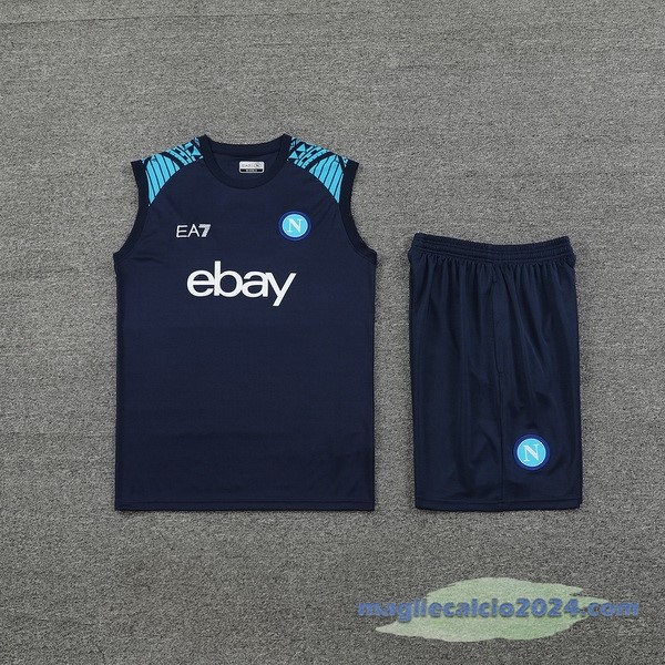 Entrenamiento Senza Maniche Set Completo Napoli 2024 2025 Blu Poco Prezzo