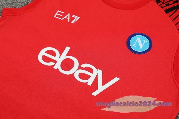 Entrenamiento Senza Maniche Set Completo Napoli 2024 2025 Rosso Blu Poco Prezzo