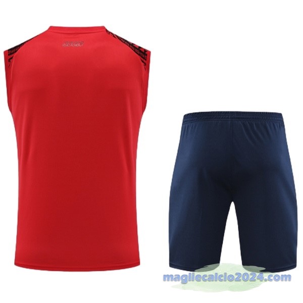 Entrenamiento Senza Maniche Set Completo Napoli 2024 2025 Rosso Blu Poco Prezzo