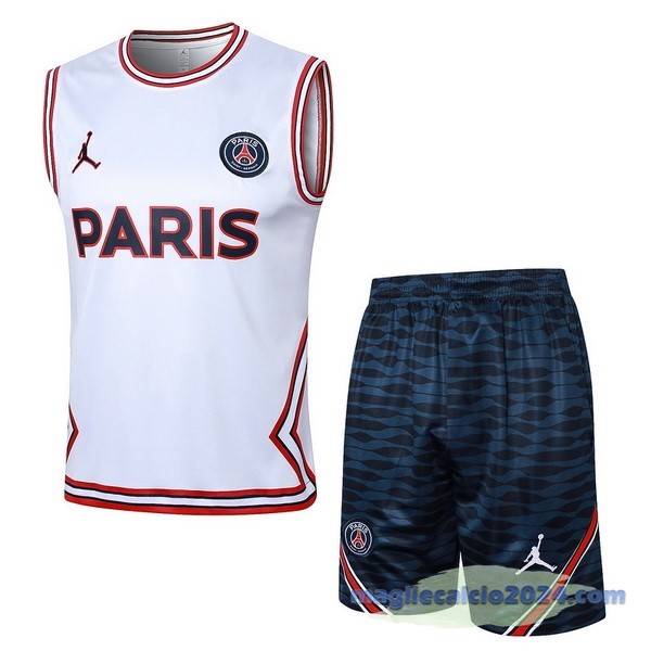 Entrenamiento Senza Maniche Set Completo Paris Saint Germain 2023 2024 Bianco Rosso Poco Prezzo
