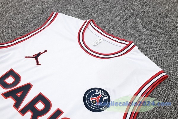 Entrenamiento Senza Maniche Set Completo Paris Saint Germain 2023 2024 Bianco Rosso Poco Prezzo