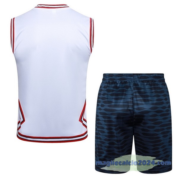 Entrenamiento Senza Maniche Set Completo Paris Saint Germain 2023 2024 Bianco Rosso Poco Prezzo