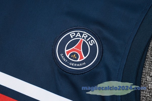 Entrenamiento Senza Maniche Set Completo Paris Saint Germain 2023 2024 Blu Navy I Rosso Poco Prezzo