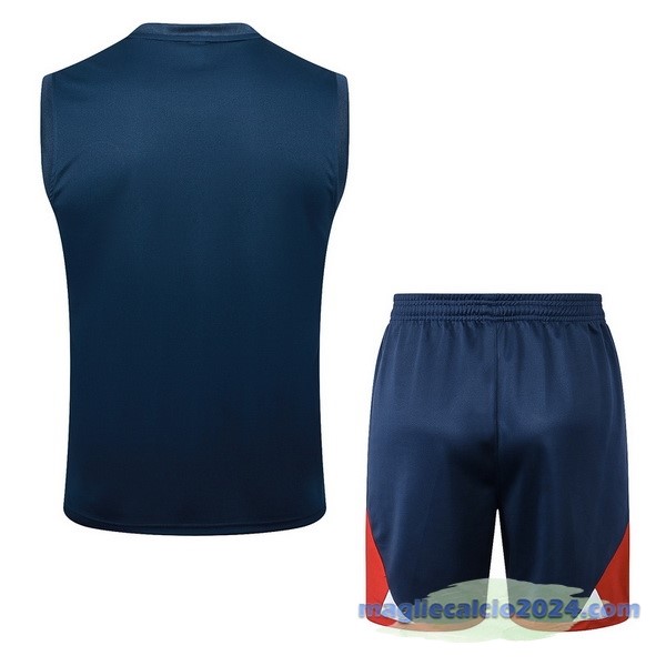 Entrenamiento Senza Maniche Set Completo Paris Saint Germain 2023 2024 Blu Navy I Rosso Poco Prezzo