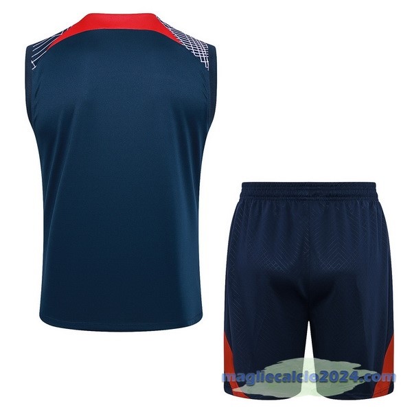 Entrenamiento Senza Maniche Set Completo Paris Saint Germain 2023 2024 Blu Rosso Purpureo Poco Prezzo