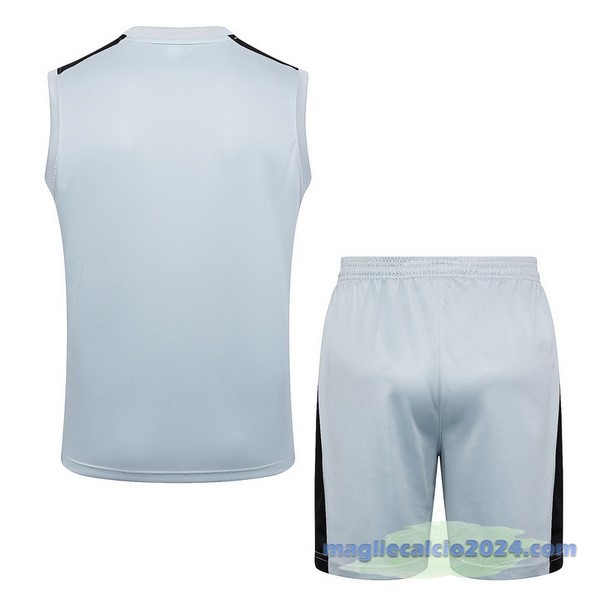 Entrenamiento Senza Maniche Set Completo Paris Saint Germain 2023 2024 Grigio Luce Poco Prezzo