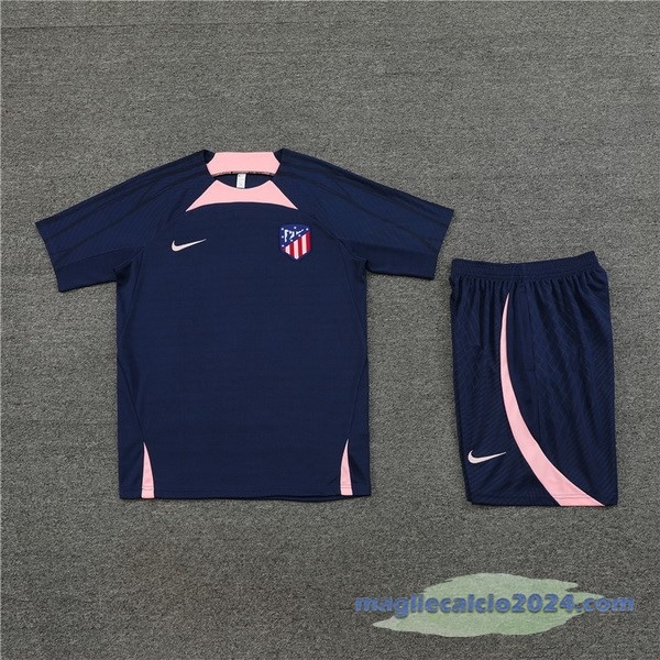 Entrenamiento Set Completo Bambino Atlético Madrid 2023 2024 Blu Navy Rosa Poco Prezzo