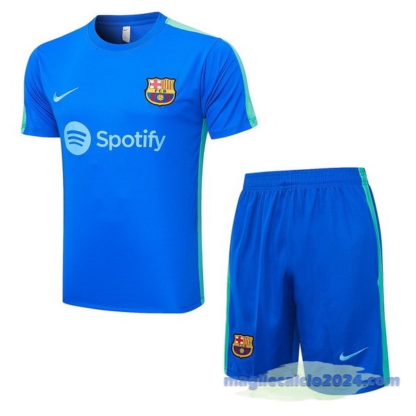 Entrenamiento Set Completo Barcelona 2023 2024 Blu I Verde Poco Prezzo