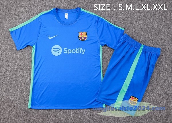 Entrenamiento Set Completo Barcelona 2023 2024 Blu I Verde Poco Prezzo