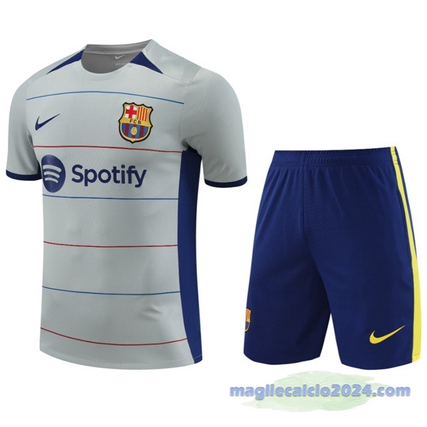 Entrenamiento Set Completo Barcelona 2023 2024 Grigio Blu Poco Prezzo