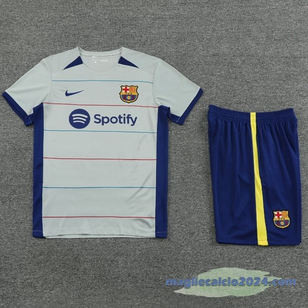 Entrenamiento Set Completo Barcelona 2023 2024 Grigio Blu Poco Prezzo