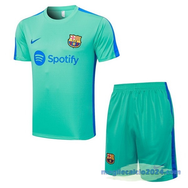 Entrenamiento Set Completo Barcelona 2023 2024 Verde Blu Poco Prezzo