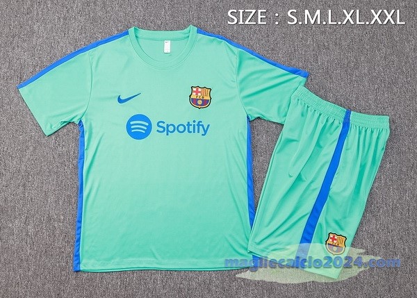 Entrenamiento Set Completo Barcelona 2023 2024 Verde Blu Poco Prezzo