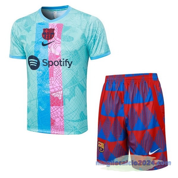 Entrenamiento Set Completo Barcelona 2023 2024 Verde Rosa Rosso Poco Prezzo
