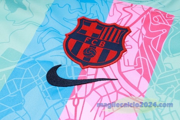 Entrenamiento Set Completo Barcelona 2023 2024 Verde Rosa Rosso Poco Prezzo