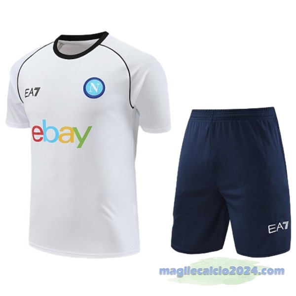 Entrenamiento Set Completo Napoli 2023 2024 Bianco Blu Poco Prezzo