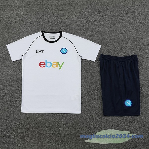 Entrenamiento Set Completo Napoli 2023 2024 Bianco Blu Poco Prezzo