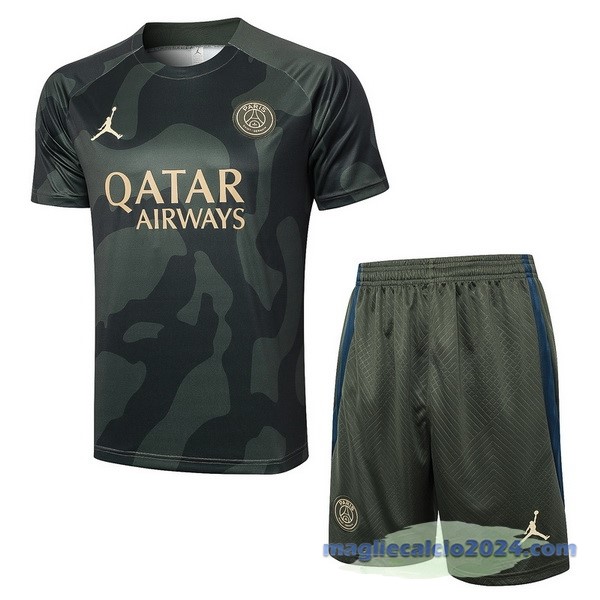 Entrenamiento Set Completo Paris Saint Germain 2024 2025 Verde Navy Poco Prezzo