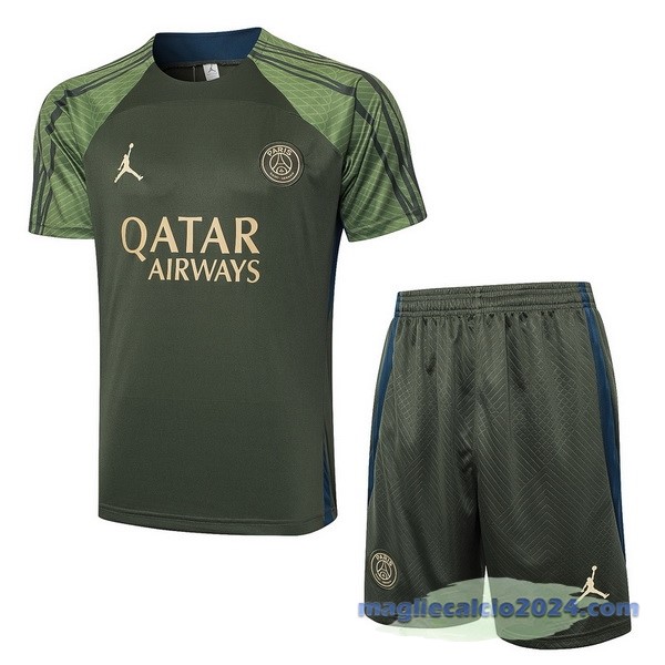 Entrenamiento Set Completo Paris Saint Germain 2024 2025 Verde Poco Prezzo