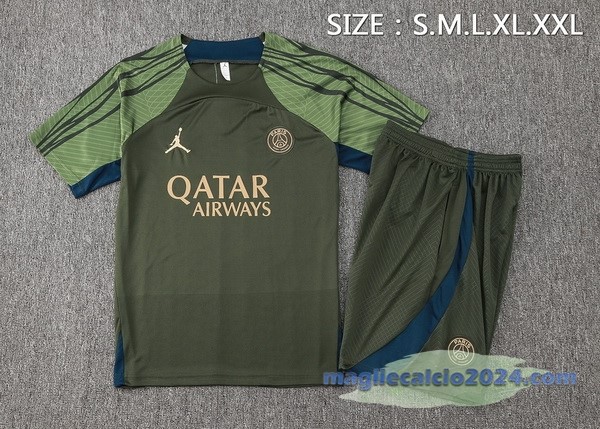 Entrenamiento Set Completo Paris Saint Germain 2024 2025 Verde Poco Prezzo