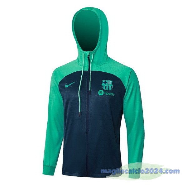 Felpa Cappuccio Barcelona 2023 2024 Verde I Blu Poco Prezzo