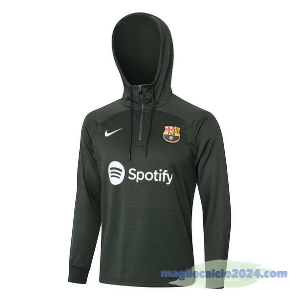 Felpa Cappuccio Barcelona 2023 2024 Verde Navy Poco Prezzo