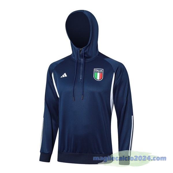 Felpa Cappuccio Italia 2023 Blu Navy Bianco Poco Prezzo
