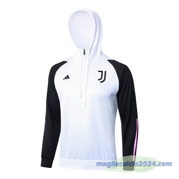 Felpa Cappuccio Juventus 2023 2024 Bianco Nero Rosa Poco Prezzo