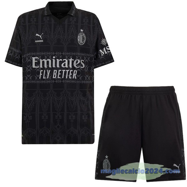 Fourth Conjunto De Bambino AC Milan 2023 2024 Nero Poco Prezzo