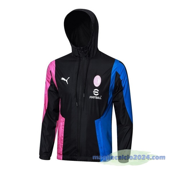 Giacca a vento AC Milan 2023 2024 Nero Rosa Blu Poco Prezzo