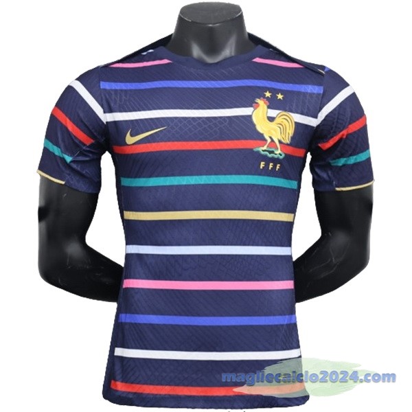 Pre partita Giocatori Maglia Francia 2024 Blu Poco Prezzo
