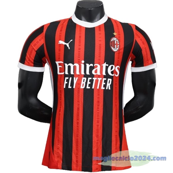 Prima Concetto Giocatori Maglia AC Milan 2024 2025 Rosso Nero Poco Prezzo