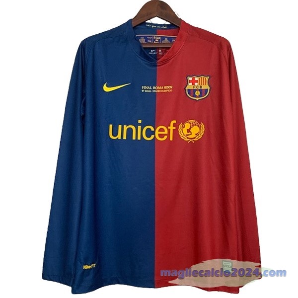 Prima Manica lunga Barcelona Retro 2008 2009 Blu Rosso Poco Prezzo
