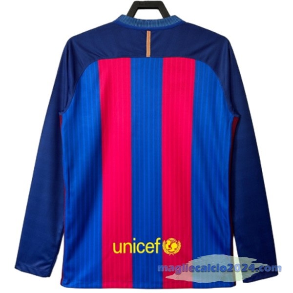 Prima Manica lunga Barcelona Retro 2016 2017 Blu Rosso Poco Prezzo