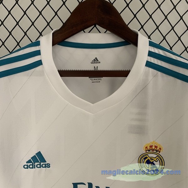 Prima Manica lunga Real Madrid Retro 2017 2018 Bianco Poco Prezzo